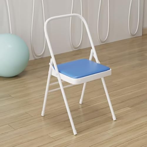 HEYBB Silla Plegable De Yoga,Silla Auxiliar De Yoga,Silla Plegable De Metal Iyengar,Silla Portátil Reforzada Sin Respaldo Blanco 31.5in*18.5in*17.3in,Pink (Blue)