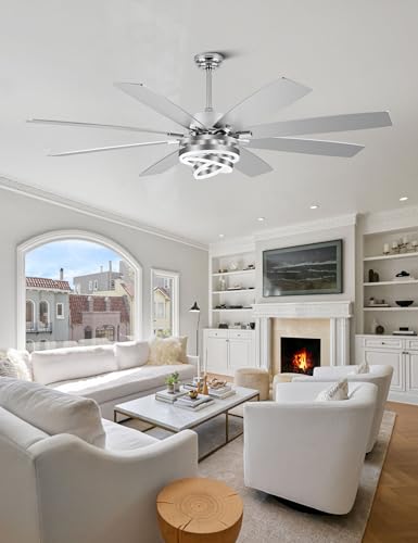 Image of 72 inch Large Modern Ceiling Fans with Lights and Remote Control