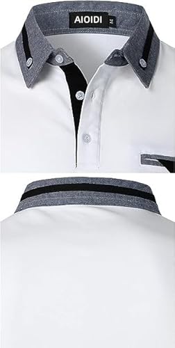 AIOIDI Casual Polo Uomo Manica Lunga con Finta