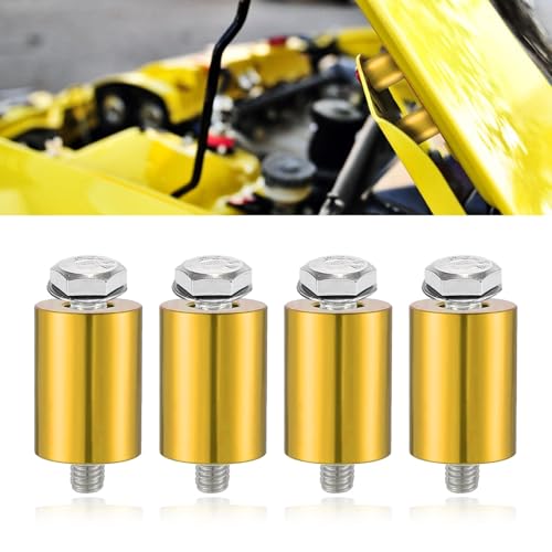 x xotic tech Front Engine Hood Spacer Riser Kit, Aluminum Alloy 8mm JDM Racing Turbo Motor Hood Heightener Vent Ventilation Riser, Universal Car Modification Accessories (4pcs, Gold)
