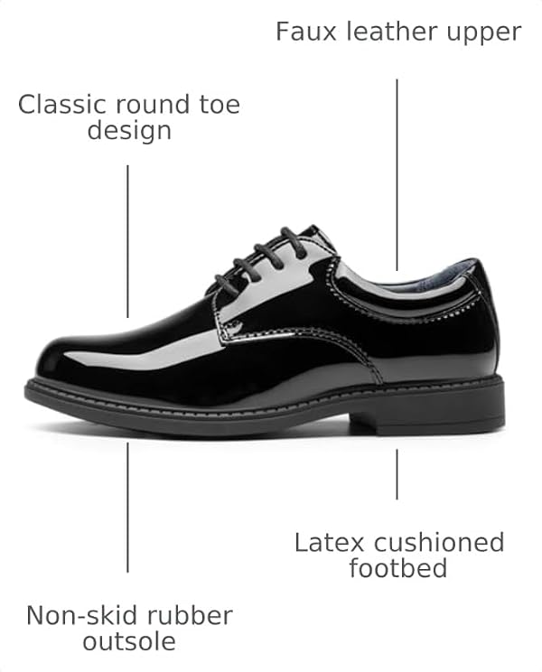 Bruno Marc Boy's Oxfords Dress Shoes,Black-Pat,12 Little Kid by Bruno Marc - Used condition - Image 3