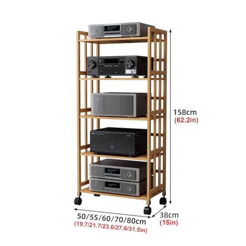 Armoire De Rangement Mobile en Bambou 5 Niveaux pour Audio H158cm