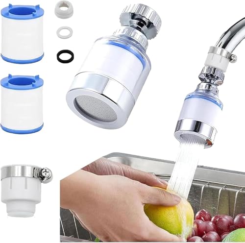 Filtro Rubinetto Universale con 2 Cartucce, Rotazione 360°