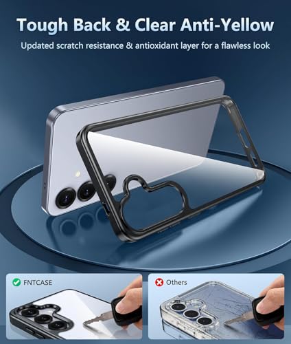 Image of ClearBlack Transparent Back Cover for Samsung Galaxy S24, Anti-Yellow Clear Polycarbonate Hard Back with Black TPU Bumper, Shockproof Hybrid Case, Anti-Scratch 360 Protection Mobile Cover