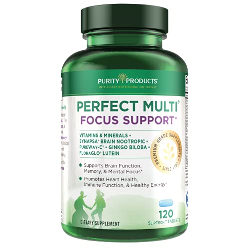 Purity Products Perfect Multi Focus Formula Brain Health, Memory, Focus & Cognitive Function Supporting Nootropic Multivitamin - Essential Vitamins, Minerals & Botanicals w/ Synapsa - 120 Tablets