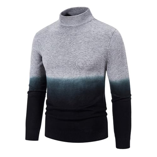 Color Block Sweaters for Men Slim Fit Mock Neck Fashion Casual Knitted Pullover Long Sleeve Loose Comfy Jumper Tops