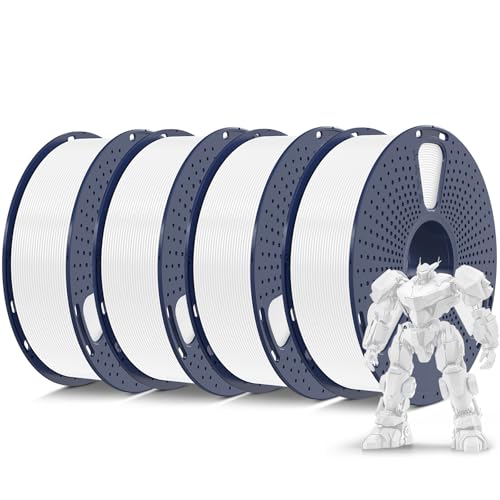 Image of SUNLU PETG Filament 1.75mm 4KG Bundle, Less Stringing and Good Layer Adhesion, Individually Vacuum Packed, 3D Printer Filament 4kg, 1kg per Spool, Pack of 4, 4 Colors, 4 White