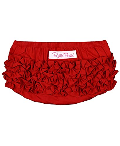 RuffleButts® Baby/Toddler Girls Baby Girl Red Classic Cotton Ruffled Bloomer - 3-6m