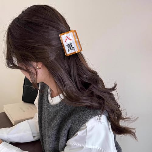 Pinza para cabello estilo Mahjong de 2.7 pulgadas miniatura 3