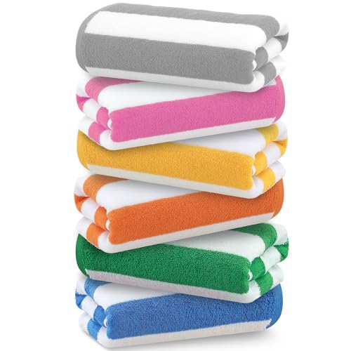 Antfuny 6 Packs Oversized 72x40 Inch Stripe Beach Towel Thin Set Extra Large XL Big Clearance Soft Super Pool Travel Bath Swim Camping Accessories Essentials Towels Bulk Men Women Adults Gift