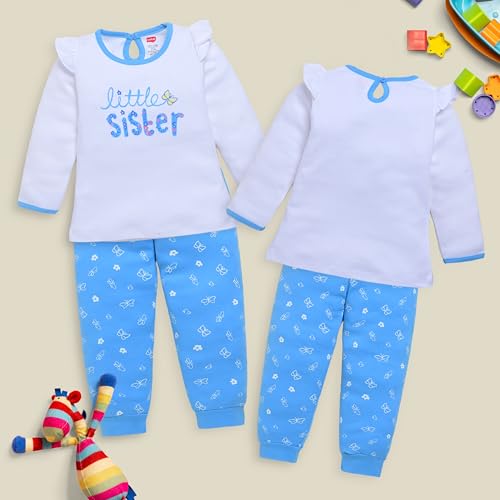 Image of LuvLap Baby Girls 100% Cotton Full Sleeve Top & Pyjama Sets, Pack Of 02