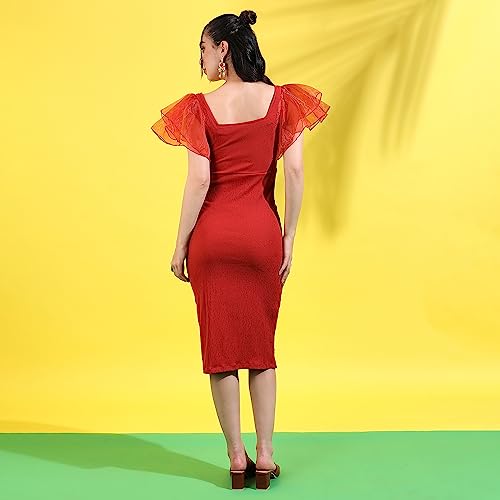 Image of PINACOLADA Women's Solid Dress for Casual Wear | Regular Sleeve | Quality Stretchable Fabric | Dress Crafted with Enhanced Stretch and Comfort Fit for Everyday Wear