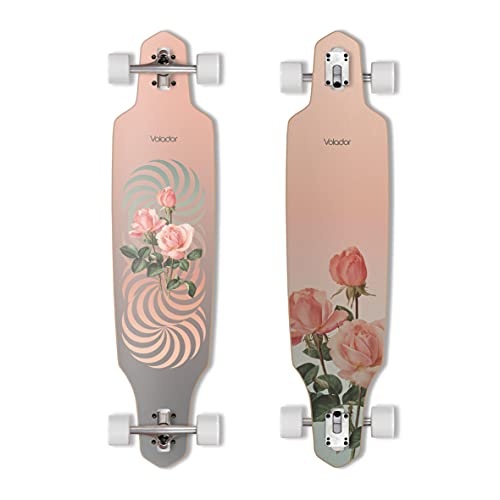 Volador Freeride Longboard Cruiser | Maple Wood Deck| Drop Through Longboard Complete (Rose) #TOP13