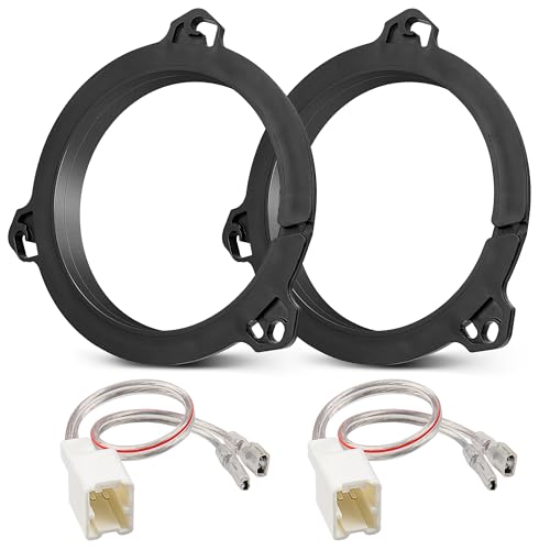 NuIth 6.5 Inch Door Speaker Adapter Bracket W/Speaker Harness for 2004-2019 Nissan Frontier/Titan/Maxima/Murano/Teana Aftermarket Speaker Spacer Ring Kit, 1 Pair