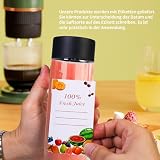 LFBEST 8 plastikowych butelek na sok, 300 ml przezroczyste plastikowe butelki dla zwierząt, pojemniki na napoje wielokrotnego użytku z czarnymi pokrywkami i 8 etykietami na sok, mleko