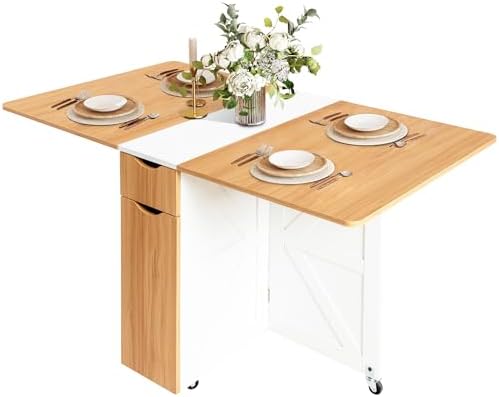 53“ Folding Dining Table Space Saving Foldable Dining Table with ...
