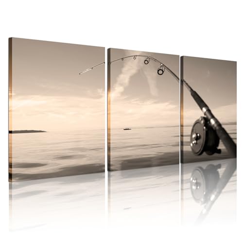 Biuteawal 3 Piece Canvas Print Fishing Wall Art Close Up
