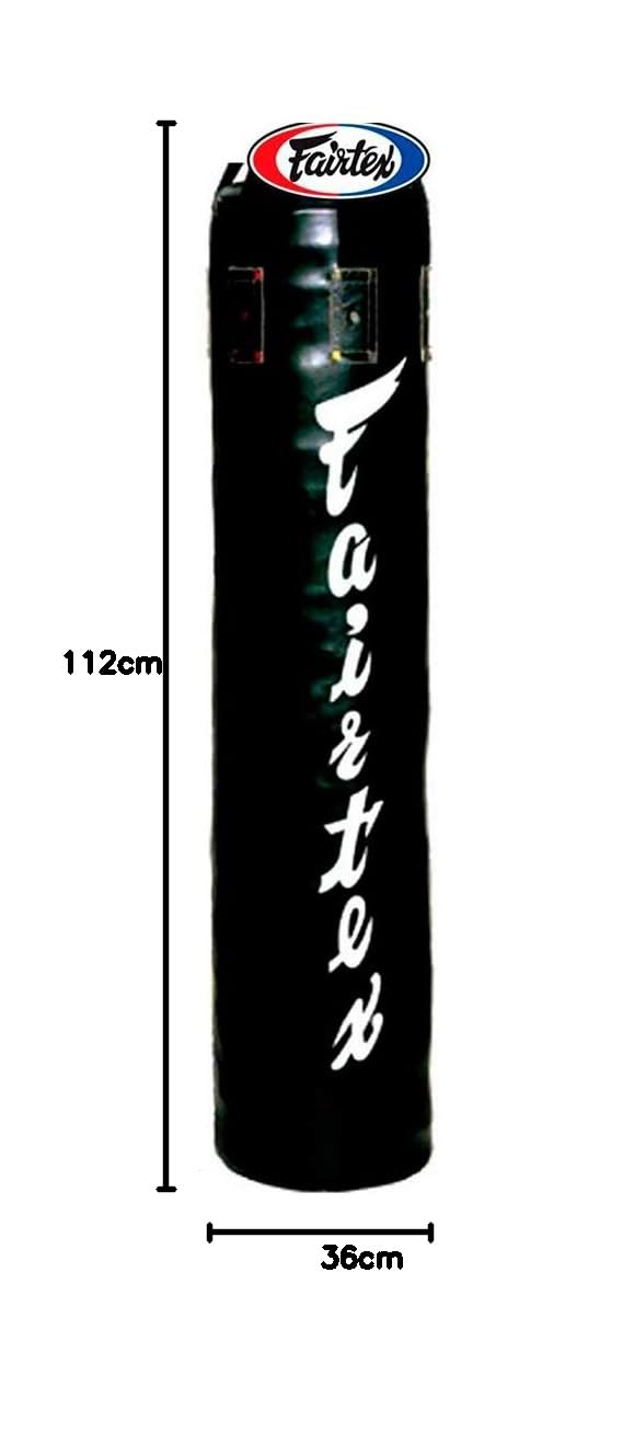 Fairtex Sacco da boxe in pelle sintetica resistente, 1,2 m, non imbottito, ideale per kickboxing, muay thai, arti marziali, colore nero