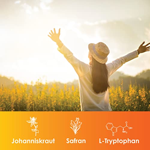 Natürliche Stimmungsaufheller mit L-Tryptophan, Johanniskraut und Safran