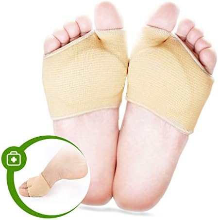 Metatarsal Sleeve Pads, 2 PCS Ball of Foot Cushions, Fabric Metatarsal Sleeve with Sole Cushion Gel Pads Supports Metatarsalgia, Morton's Neuroma, Calluses and Other Ball of Foot Pain (L)
