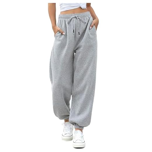 Grey Sweatpants for Women Cinch Bottom College Sweatpants Outfits Drawstring Active High Waisted Sporty Gym Athletic Fit Jogger Baggy Lounge Pants with Pockets Gray S