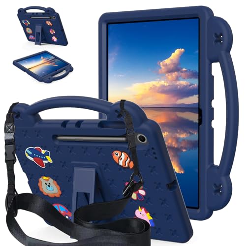 Coque Galaxy Tab S10 FE Plus pour enfants idéale en voyage bleu marine