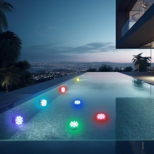 BOENLU Submersible LED Pond Lights Multicolor With Remote Control IP68 Waterproof Underwater Tea Light for Pool, Aquarium, Bath, Halloween Party, Vase Decoration