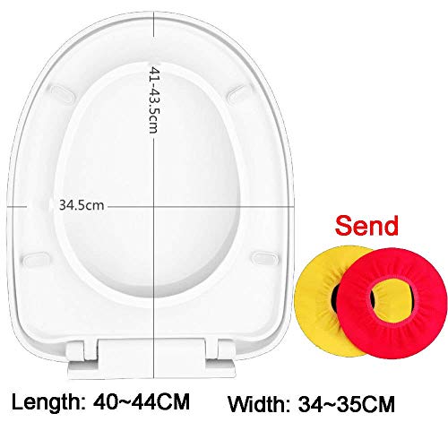 Asiento de inodoro universal grueso, silencioso, montaje superior, fácil de limpiar, para inodoro en forma de U/V/O, blanco, con 40 ~ 44 cm x 34 ~ 35 cm, Wit-40 ~ 44 cm x 34 ~ 35 cm (40 ~ 44 cm x 34 ~