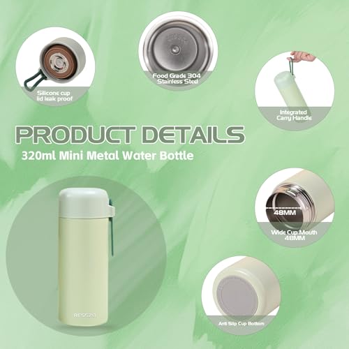 Compact Water Bottle for Handbag 320ml, 304 Stainless Steel Insulated Flask & Mini Water Bottle, Double Wall Vacuum for Hot & Cold Beverages, 8-12 Hour Heat Retention, 100% Leakproof for Office, Gym, Travel, Kids - Image 3
