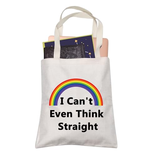 LEVLO Rainbow LGBT Lesbian Gay Pride Bags I Can't Even Think Straight Shopping Bags Birthday Present (I Can't Even Think Straight)