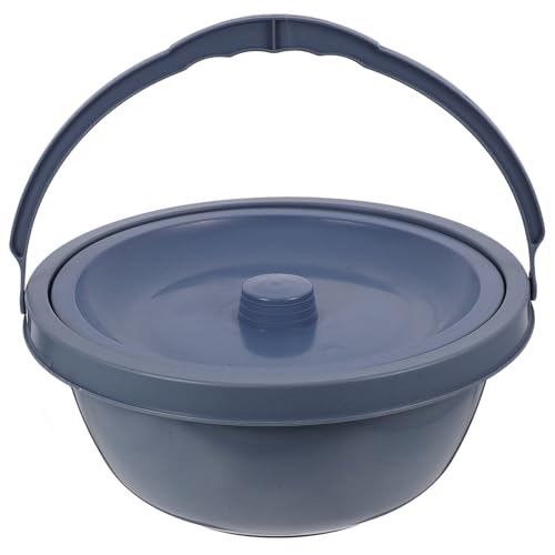 minkissy Elderly Urinal Chamber Pot Portable Night Potty for Women Lid Handle Dark Grey