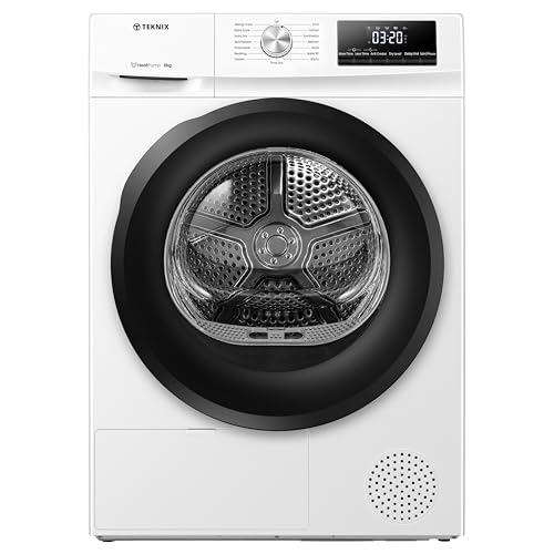 Teknix TKHP8HW 60cm Freestanding 8kg Heatpump Front Load Tumble Dryer - AI Sensor Dry - Allergy Care - White - A++ Rated