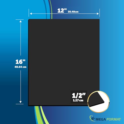 Image of Mega Format 12 inch x 16 inch Rigid PVC Plastic Sheets - Sintra PVC Sheet, Celtec PvcBoard - Hard Plastic Sheet, PvcSheets Plastic - 1 /2 inch 12mm Thick - 1-Pk-Black