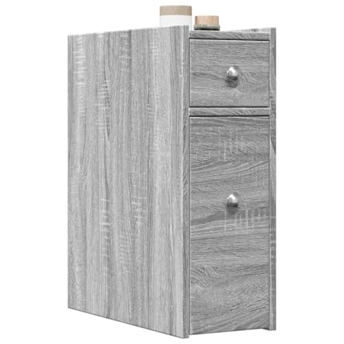 Gecheer Armario de baño Estrecho con Ruedas Madera Gris Sonoma,Armario Multiusos,Mueble Auxiliar