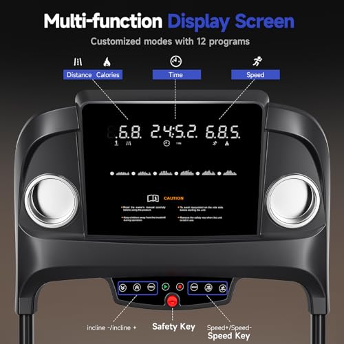 Image of YPOO Treadmills for Home Use, Walking Pad Treadmill with Incline, Auto Foldable Treadmills for Home, 8.0 MPH Running Treadmill with Bluetooth Enabled, 300 lbs User Capacity