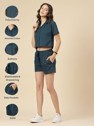Image of Rigo Cotton Co-ord Set for Women | Round Neck, Slim Fit Tracksuit Co-ords Set for Women | Stylish Dresses for Women | Casual Wear, Beach Wear, Vacation Wear Outfit for Women