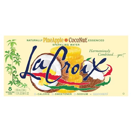 Image of LaCroix Sparkling Water | Pineapple Coconut Flavor | 8-Pack | Naturally Essenced, Zero Calorie, Sodium Free | 12 Fl Oz Cans