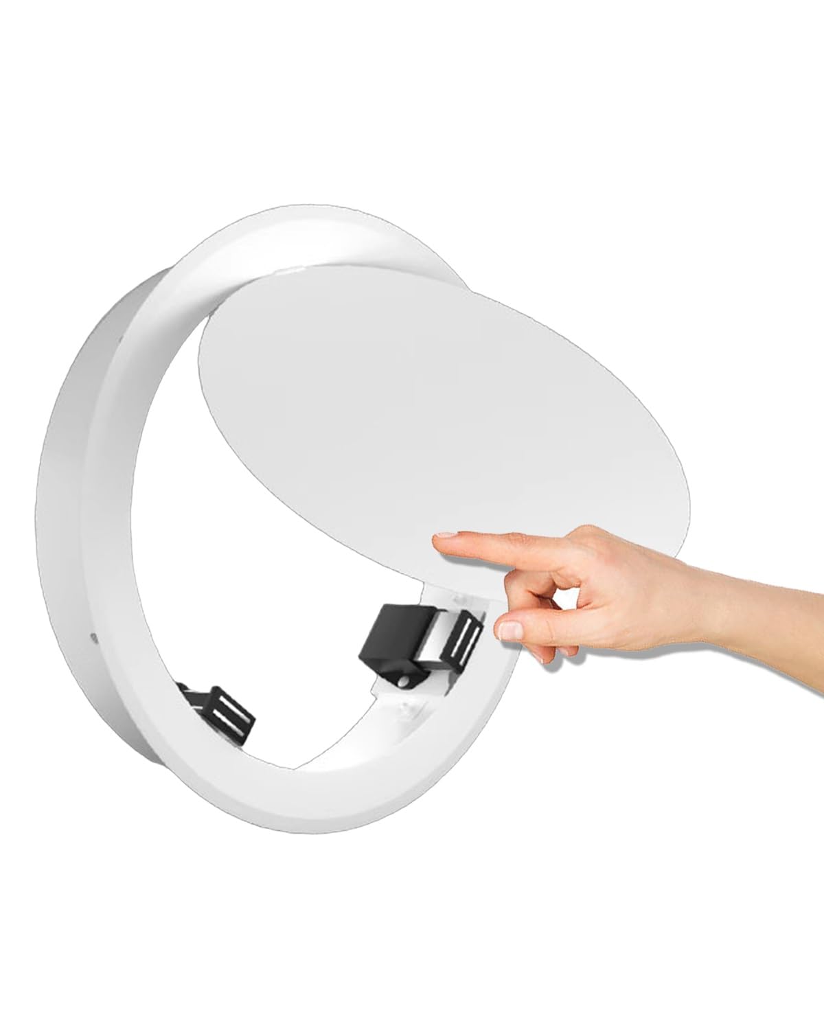 Trappe de Visite Magnétique Ronde Blanche 120mm, Panneau d'Accès à Ouverture par Bouton-Poussoir pour Mur et Plafond