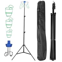 IV-Ständer mit 4 Haken und 3 Netzbeuteln, zusammenklappbares Stativ für intravenöse infusionsständer, tragbarer mobiler Infusionsflaschenständer