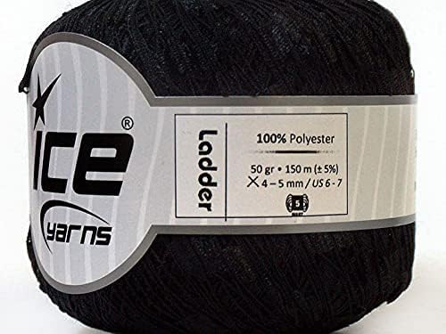 Ice Yarns Black Ladder Ribbon Yarn - 50 Grams (1.76 Ounces) 150 Meters (164 Yards) image 3