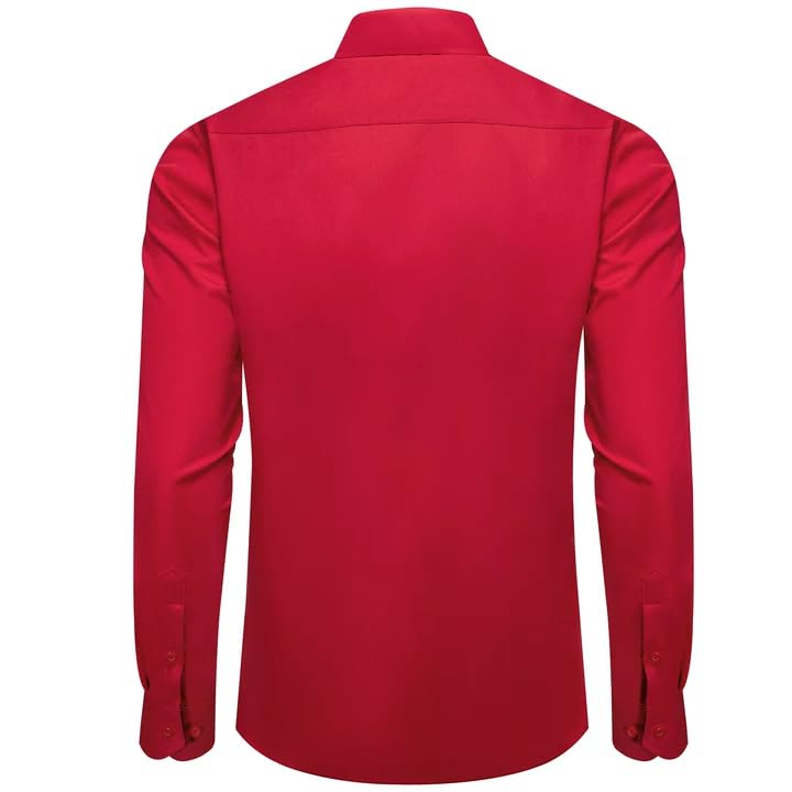 Mens Dress Shirt Long Sleeve Matching Tie and Pocket Square Set Classic Button Down Formal Business Shirts3