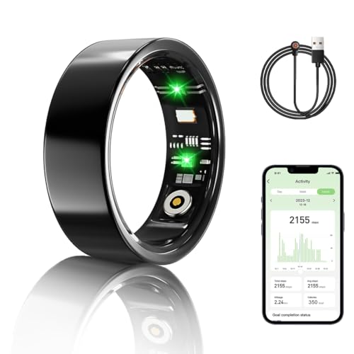 TXYYilufafafa Smart Ring Health Tracker: Ultra-Thin Sleep & Fitness Tracker, 24h Monitoring Heart Rate/Sleep/Activities, Android&iOS Waterproof for Men & Women (Black, 8)