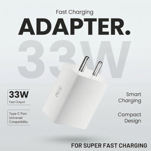 Image of 33w PD PPS Rapid Fast Charging Adapter Type-C Compatible with Nothing Phone 4 /4(a) /4(a) pro (2026) /3a Pro /3a /3 /2a plus /2a /2 /1Phone| High Speed Charger | Original Charging Speed (White)