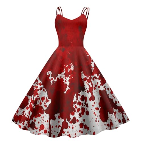 Vestido estampado de Halloween ropa cómoda sin mangas con cremallera elástica