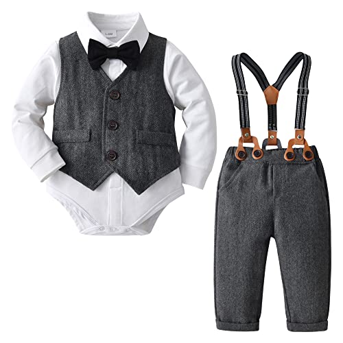 Image of Newborn Baby Girl Clothes 0-18M Infant Ruffle Romper Bodysuit, Long Sleeve Tops Floral Pant Outfits Set + Headband