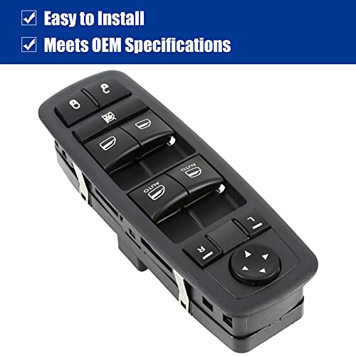 Power Window Switch Master Control Driver Side Front Left Compatible for 2009-2012 Dodge Ram 1500 2500 3500 Journey, 2007-2011 Dodge Nitro, 2008 2010 Chrysler Town Country, J\'eep Liberty, OE Replace