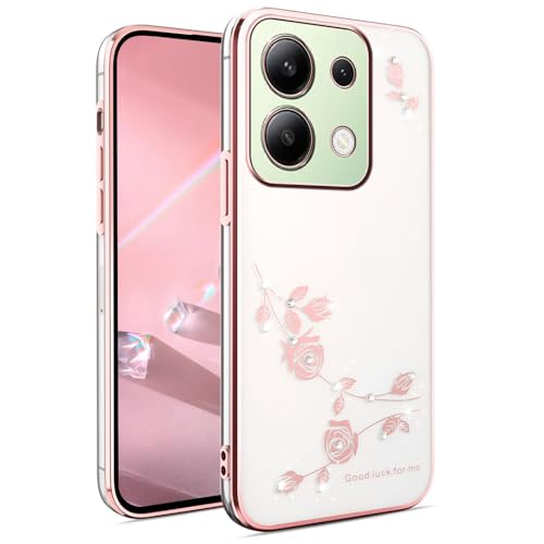 Coque Xiaomi Redmi Note 13 4G housse silicone souple transparente fleurs rose