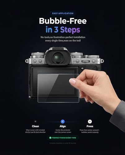 Image of iDaPro Screen Protector for Fujifilm X-T5 Fuji XT5 LCD Camera + Glass Neck Strap [3+1 Item] 9H Hardness Glass Screen Protector Easy Installation