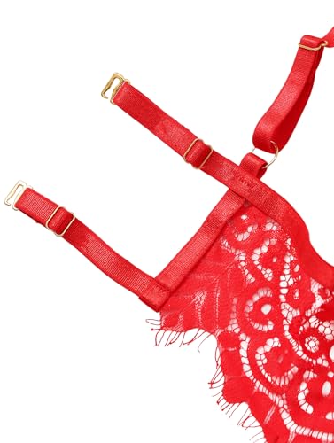 Image of Lilosy Sexy Underwire Floral Lace Sheer Lingerie Set for Women See Through Bra and Panty 2 Piece