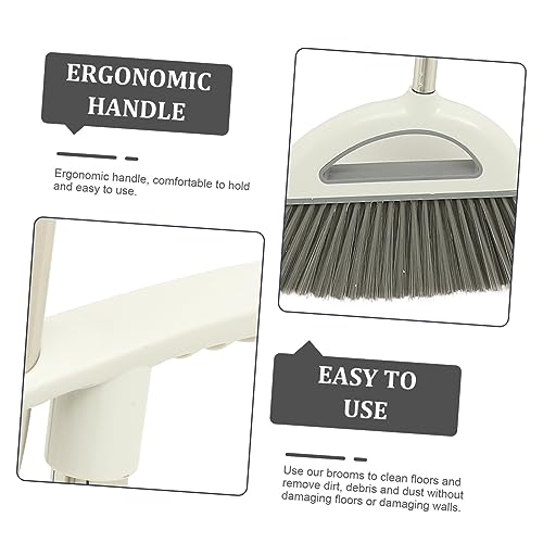 PACKOVE 1 Satz Besen-Set Reinigung Besenkehrer Besen und Kehrschaufel Besen Kehrschaufel für Staubwanne Floor Sweeper Kit Lange Griffbesen und Staubpannwischer Haushaltsbesen Plastik Weiß – Bild 5